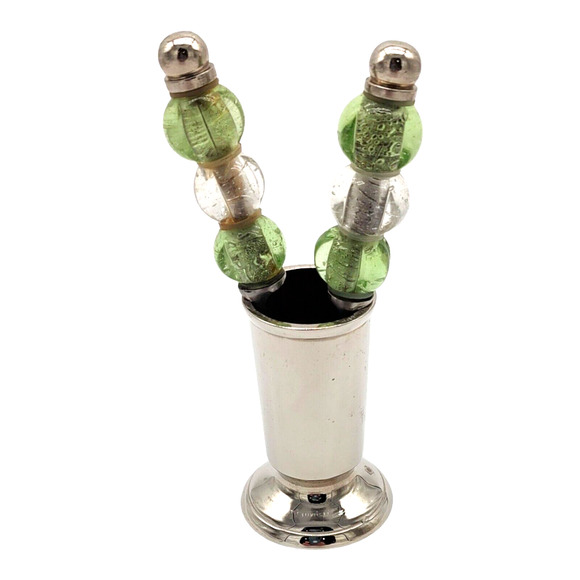 3 Piece Silver Tone Glass Bead Vintage Holiday Appetizer Hummus Cheese Spreader - Picture 5 of 11